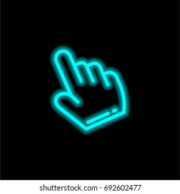 Pointer blue glowing neon ui ux icon. Glowing sign logo vector