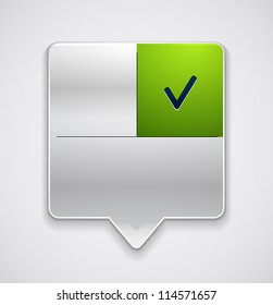 Pointer with button and tick. Vector icon