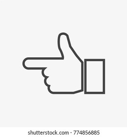 Pointer button vector icon isolated on light grey background