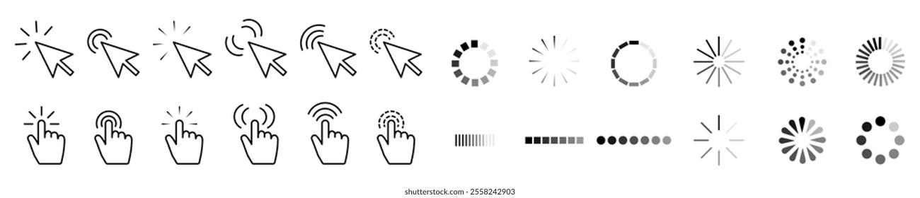 Pointer click icon for clicking cursors, pointing hands, and loading indicators