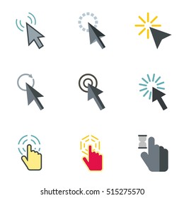Pointer of computer icons set. Flat illustration of 9 pointer of computer vector icons for web