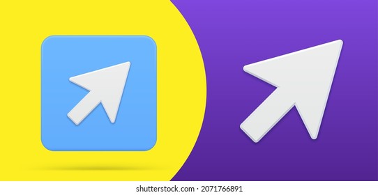 Pointer Cursor Arrow Click Simple 3d Icon Button Set Vector Illustration. Choose Direction At Internet Interface Cyberspace Navigation. Website Aiming Mouse Point Clicking Link Here