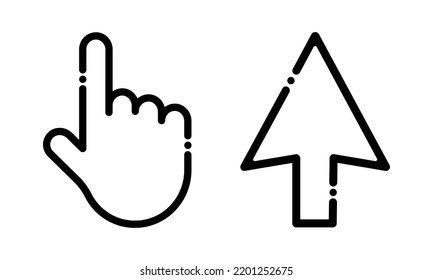 Pointer cursor computer mouse icon. Clicking cursor, pointing hand clicks icons. Click cursor. Vector stock
