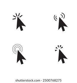 Pointer cursor icons. Computer web arrows mouse cursors and clicking line pointer cursor selecting. Pixel hand, pointer hand, arrow and hourglass logo vector isolated icons set