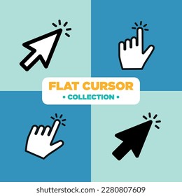 Iconos del cursor del puntero. Cursores de flechas Web, clic del ratón y icono de píxel de mano. Los indicadores de equipo hacen clic en el cursor de Internet. Colección de símbolos aislados de vectores