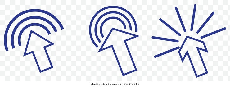 Pointer cursor сomputer mouse icon. Clicking cursor, pointing hand clicks icons. Click cursor. Vector Illustration. Eps 10.