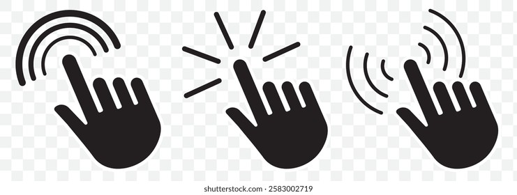 Pointer cursor сomputer mouse icon. Clicking cursor, pointing hand clicks icons. Click cursor. Vector Illustration. Eps 10.