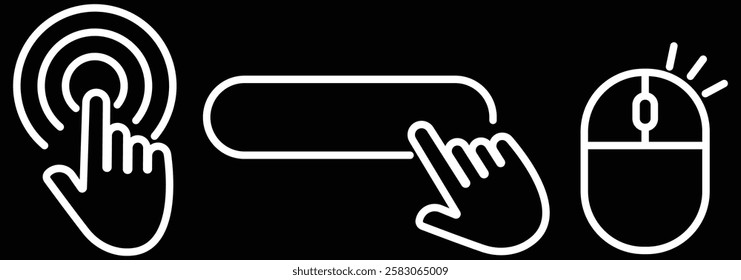 Pointer cursor сomputer mouse icon. Clicking cursor, pointing hand clicks icons. Click cursor icons. Cursors icons click set. flat design vector illustration eps 888.