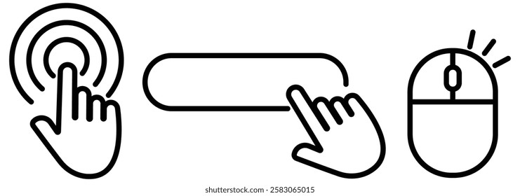 Pointer cursor сomputer mouse icon. Clicking cursor, pointing hand clicks icons. Click cursor icons. Cursors icons click set. flat design vector illustration eps 888.