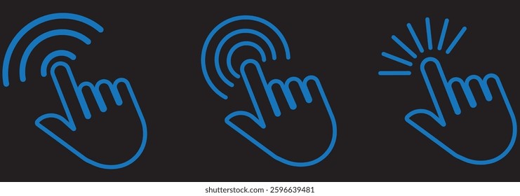 Pointer cursor сomputer mouse icon. Clicking cursor, pointing hand clicks icons. Click cursor. Vector Illustration. design eps 10 