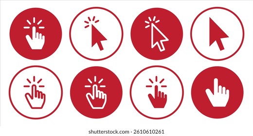 Pointer cursor сomputer mouse icon. Clicking cursor, pointing hand clicks icons. Click cursor. Vector Illustration. EPS 10.