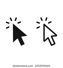 Pointer cursor сomputer mouse icon. Cursor vector icon. Cursor filled and lined icon. Click arrow.