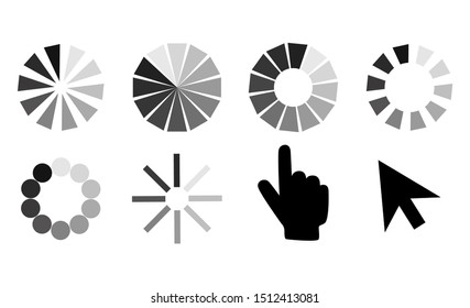 Pointer cursors icons: mouse hand arrow. Computer pointers, internet cursor click. Vector isolated symbols collection