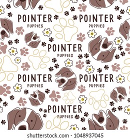 Pointer : Dog breed collection : Seamless Pattern : Vector Illustration