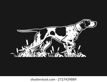 pointer dog graphic design, duck hunting pointer dog vector illustration art