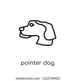 Pointer dog icon. Trendy modern flat linear vector Pointer dog icon on white background from thin line dogs collection, editable outline stroke vector illustration