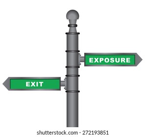 Pointer to the exhibition - Exposure and output. Vector illustration.