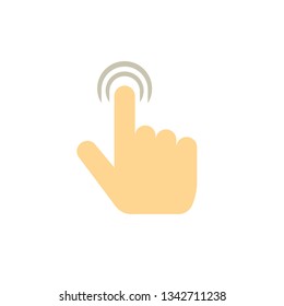 Pointer finger click icon vector illustration, flat cartoon index thumb touching symbol isolated sign 