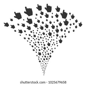 Pointer Finger festive fountain. Vector illustration style is flat iconic symbols. Object fountain constructed from random pictograms as pointer finger fireworks.