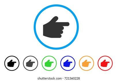 Pointer Finger rounded icon. Style is a flat pointer finger grey symbol inside light blue circle with black, gray, green, blue, red, orange variants. Vector designed for web and software interfaces.