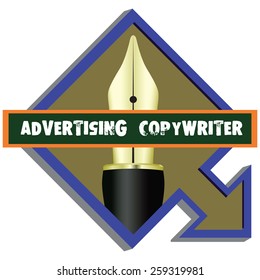 A pointer to the firm Advertising Copywriter. Vector illustration.