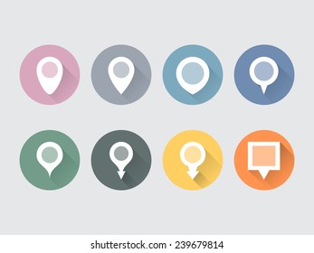 Pointer Flat Icons Set on Circle Shape