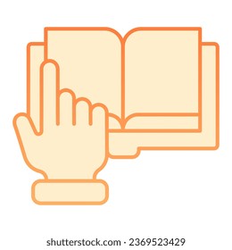 Pointer hand and book flat icon. Digital book orange icons in trendy flat style. Electronic book gradient style design, designed for web and app. Eps 10