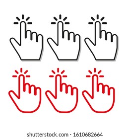 Pointer of the hand by clicking. Click here. Vector