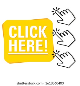 Pointer of the hand by clicking. Click here. Vector