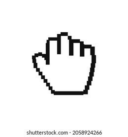 Pointer hand cursor icons. Pixelated vector.
