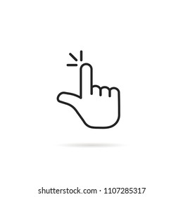 pointer hand like thin line click icon. concept of arm push or press on button like cursor badge. stroke simple flat style trend modern logotype art graphic lineart design element isolated on white