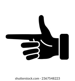 Pointer hand solid icon, hand gestures concept, Attention hand gesture sign on white background, Pointing finger symbol in glyph style for mobile concept and web design. Vector graphics