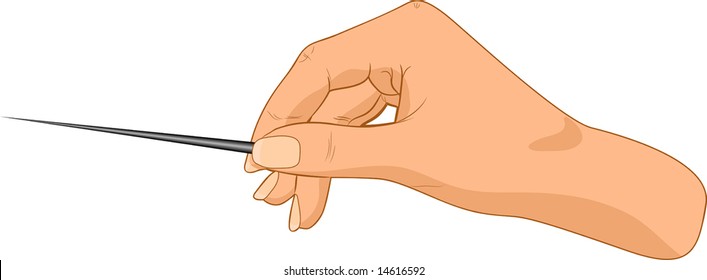 Pointer in a hand. Vector illustration.