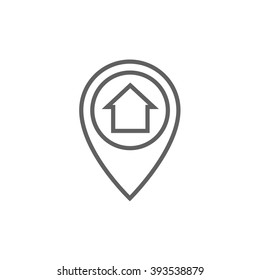 Pointer with house inside line icon.