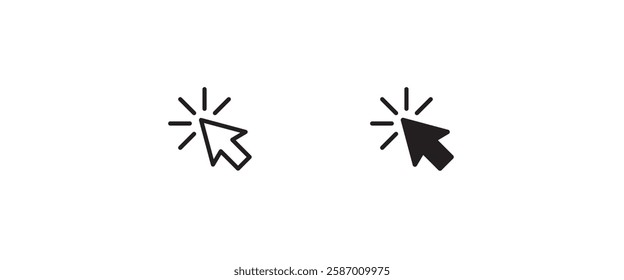 Pointer icon. Click, Cursor sign, Computer pointer, mouse arrow icons button, vector, sign, symbol, logo, illustration, editable stroke, flat design style isolated on white linear pictogram