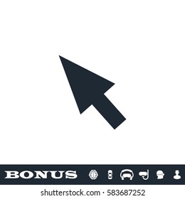 Pointer icon flat. Black pictogram on white background. Vector illustration symbol and bonus button