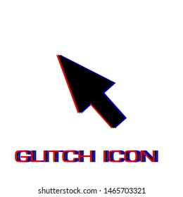 Pointer icon flat. Simple pictogram - Glitch effect. Vector illustration symbol