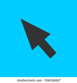 Pointer icon flat. Simple vector black pictogram on blue background