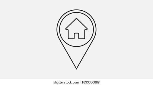 Pointer icon, house symbol. Outline vector icon. Vector illustration icon. Home location icon