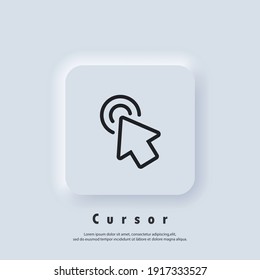 Pointer icon logo. Cursor sign. Click icon. Computer mouse, cursors, pointing. Arrow and wait. Vector EPS 10. UI icon. Neumorphic UI UX white user interface web button. Neumorphism