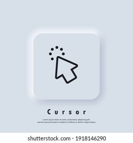 Pointer icon logo. Cursor sign. Click icon. Computer mouse, cursors, pointing. Arrow and wait. Vector EPS 10. UI icon. Neumorphic UI UX white user interface web button. Neumorphism