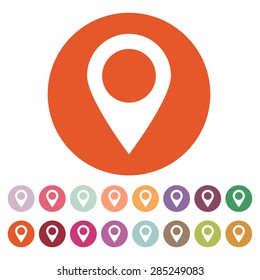 The pointer icon. Navigation and location symbol. Flat Vector illustration. Button Set