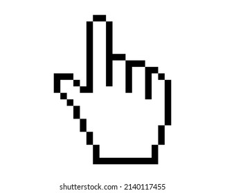 Pointer Icon Pixel Art isolated on white Background. Vector illustration.