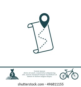 the pointer icon and route map