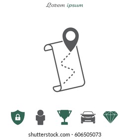 the pointer icon and route map