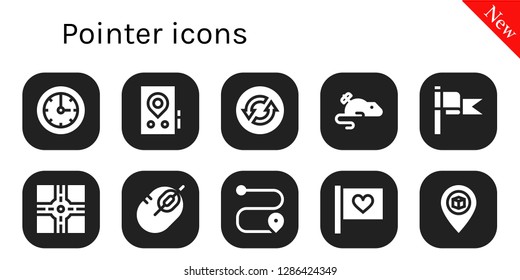  pointer icon set. 10 filled pointer icons. Simple modern icons about  - Clock, Gps, Loop, Mouse, Flag, Crossroad, Route, Pin