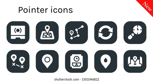 pointer icon set. 10 filled pointer icons.  Simple modern icons about  - Touch screen, Location pin, Route, Refresh, Clocks, Destination, Pin, Wall clock, Placeholder