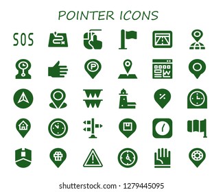  pointer icon set. 30 filled pointer icons. Simple modern icons about  - Sos, Route, Clicking, Flag, Gps, Placeholder, Clocks, Hand, Traffic, Location, Navigation, Flags, Split point