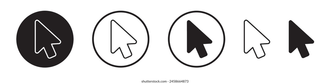 Pointer Icon Set. Clickable mouse arrow vector symbol. Cursor navigation sign.