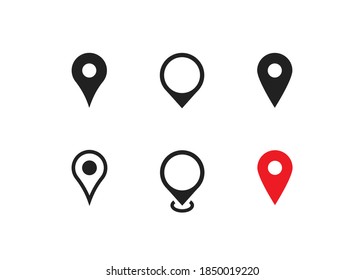 Pointer icon set. Map pin symbol. Gps location marker sign. Travel arrow concept illustration in vector flat style.